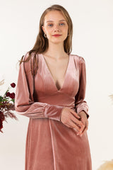 Sheath-Column Floor Length Velvet Bridesmaid Dress Formal Dresses CB0535 - COCOMELODY