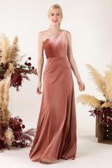 Sheath Sweep-Brush Train Velvet Bridesmaid Dress Formal Dresses CB0537PS - COCOMELODY