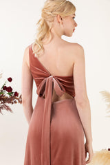 Sheath Sweep-Brush Train Velvet Bridesmaid Dress Formal Dresses CB0537PS - COCOMELODY
