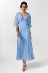 A-Line Tea Length Chiffon Bridesmaid Dress CB0553 - COCOMELODY
