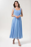 A-Line Tea Length Chiffon Bridesmaid Dress CB0555PS - COCOMELODY