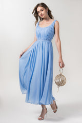 A-Line Tea Length Chiffon Bridesmaid Dress CB0555PS - COCOMELODY