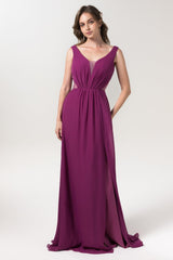 A-Line Floor Length Chiffon Bridesmaid Dress CB0559 - COCOMELODY