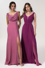A-Line Floor Length Chiffon Bridesmaid Dress CB0559 - COCOMELODY
