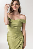 Sheath Floor Length Luxe Satin Bridesmaid Dress Formal Dresses CB0580CR - COCOMELODY