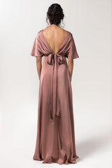 Sheath Floor Length Luxe Satin Bridesmaid Dress CB0584CR - COCOMELODY