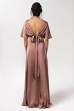 Sheath Floor Length Luxe Satin Bridesmaid Dress Formal Dresses CB0584PS - COCOMELODY