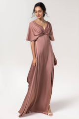 Sheath Floor Length Luxe Satin Bridesmaid Dress CB0584CR - COCOMELODY