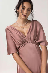 Sheath Floor Length Luxe Satin Bridesmaid Dress CB0584CR - COCOMELODY