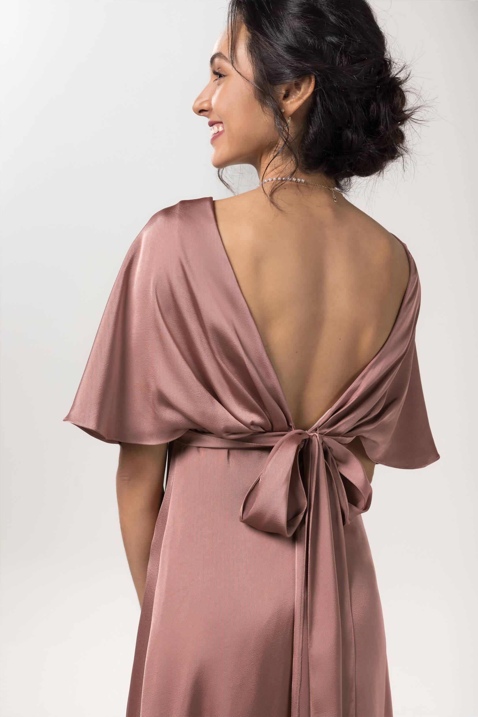 Sheath Floor Length Luxe Satin Bridesmaid Dress CB0584CR - COCOMELODY