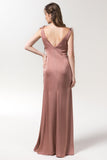 Sheath Floor Length Luxe Satin Bridesmaid Dress CB0585CR - COCOMELODY