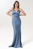 Trumpet Floor Length Luxe Satin Bridesmaid Dress Formal Dresses CB0589 - COCOMELODY