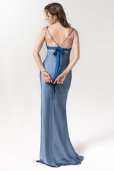 Trumpet Floor Length Luxe Satin Bridesmaid Dress Formal Dresses CB0589 - COCOMELODY
