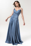 A-Line Floor Length Luxe Satin Bridesmaid Dress Formal Dresses CB0591 - COCOMELODY