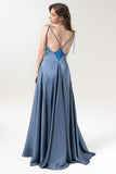 A-Line Floor Length Luxe Satin Bridesmaid Dress Formal Dresses CB0591CR - COCOMELODY