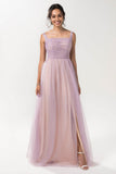 A-Line Floor Length Sparkling Tulle Bridesmaid Dress Formal Dresses CB0617 - COCOMELODY