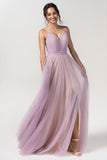 A-Line Floor Length Sparkling Tulle Bridesmaid Dress Formal Dresses CB0621PS - COCOMELODY