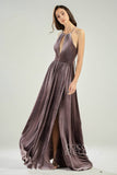A-Line Floor Length Velvet Bridesmaid Dress CB0647 - COCOMELODY