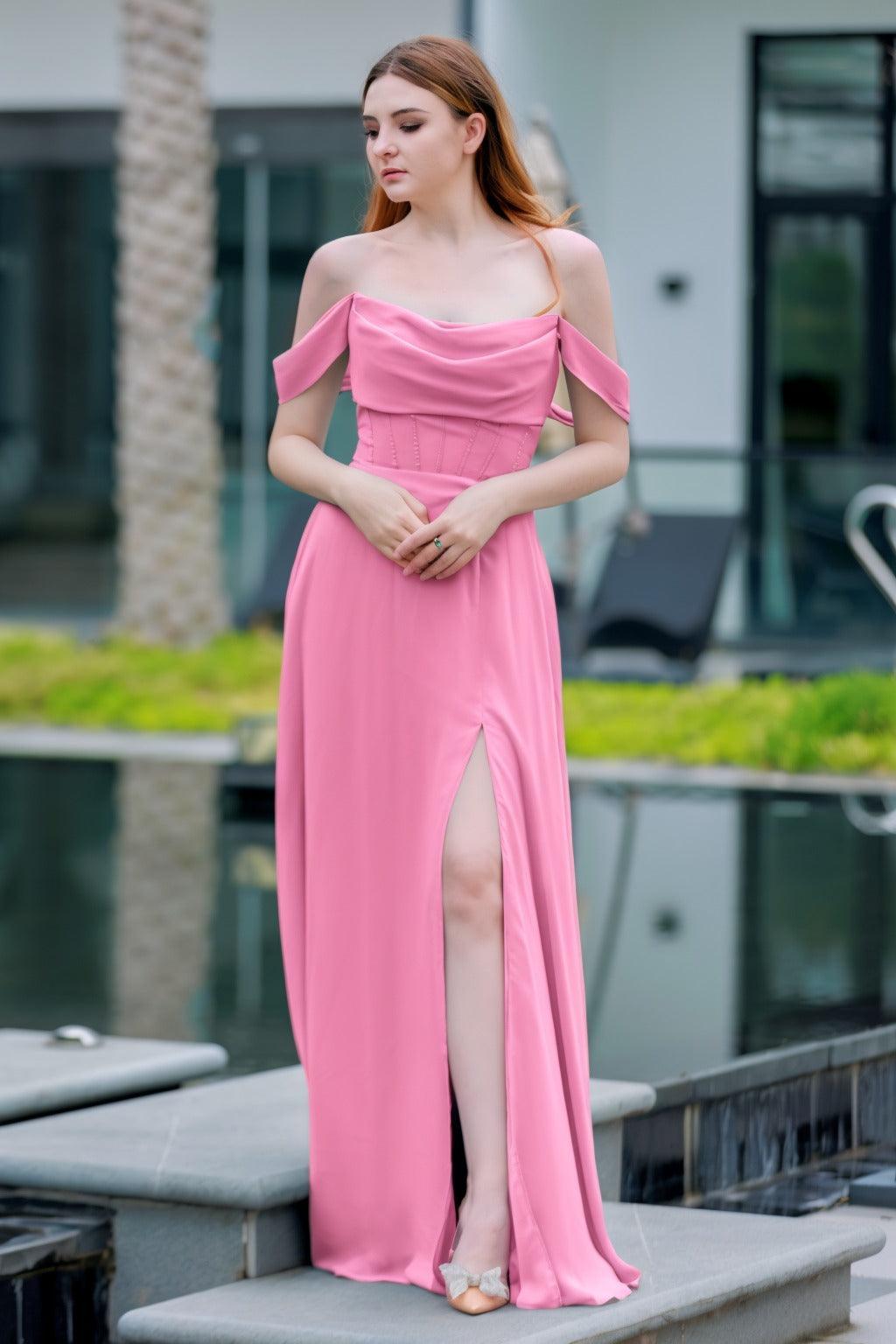 A-Line Floor Length Chiffon Bridesmaid Dress CB0709PS - COCOMELODY