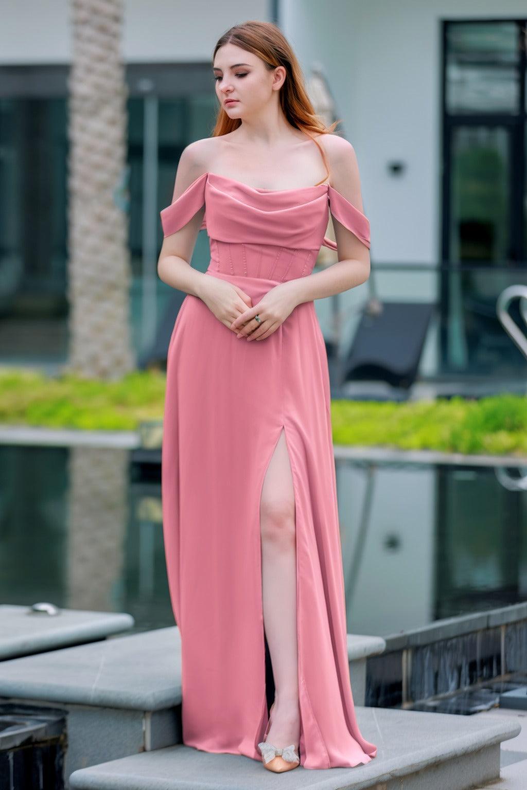A-Line Floor Length Chiffon Bridesmaid Dress CB0709PS - COCOMELODY