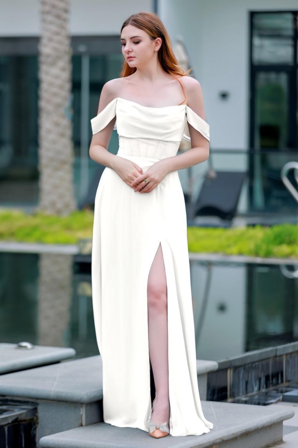 A-Line Floor Length Chiffon Bridesmaid Dress CB0709PS - COCOMELODY