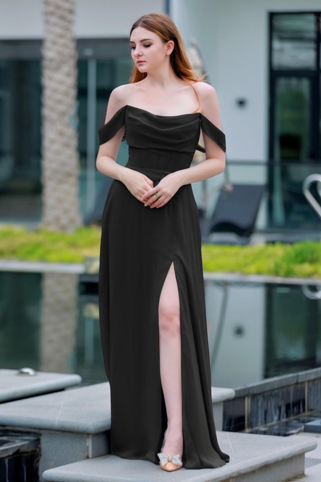 A-Line Floor Length Chiffon Bridesmaid Dress CB0709PS - COCOMELODY