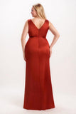 Sheath-Column Maxi Satin Bridesmaid Dress CB0733 - COCOMELODY