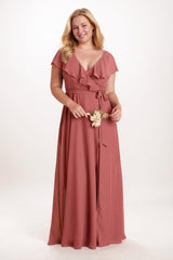 A-Line Maxi Chiffon Bridesmaid Dress CB0746 - COCOMELODY