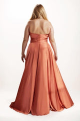 A-Line Maxi Satin Bridesmaid Dress CB0755 - COCOMELODY