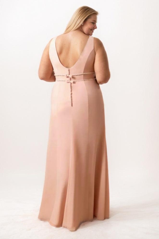 Sheath-Column Maxi Chiffon Bridesmaid Dress CB0760 - COCOMELODY