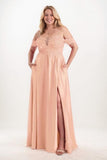 A-Line Maxi Satin Bridesmaid Dress CB0761 - COCOMELODY