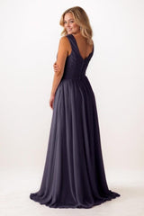 A-Line Maxi Chiffon Bridesmaid Dress CB0774 - COCOMELODY
