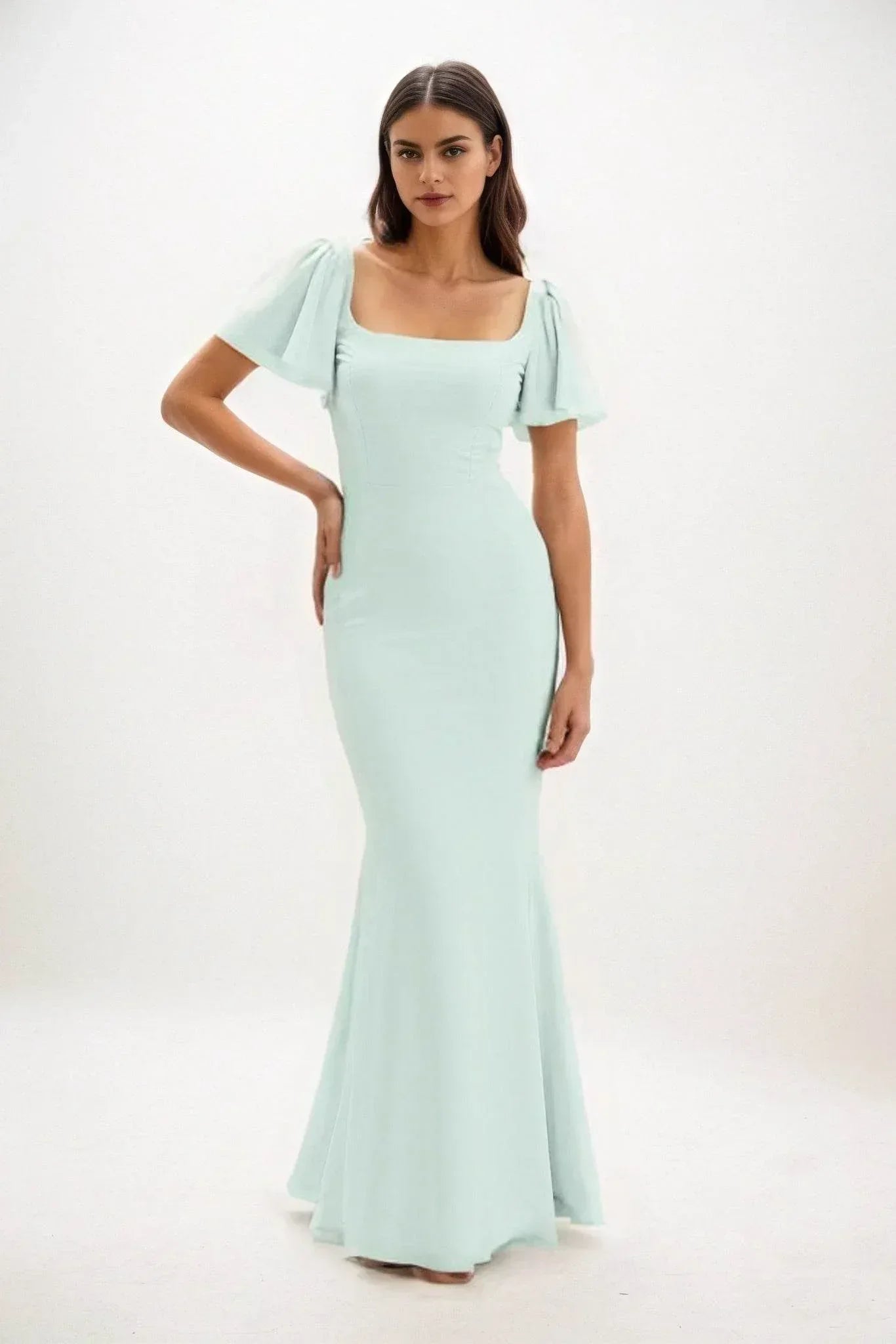 Sheath-Column Maxi Chiffon Dress CB0813CS - COCOMELODY