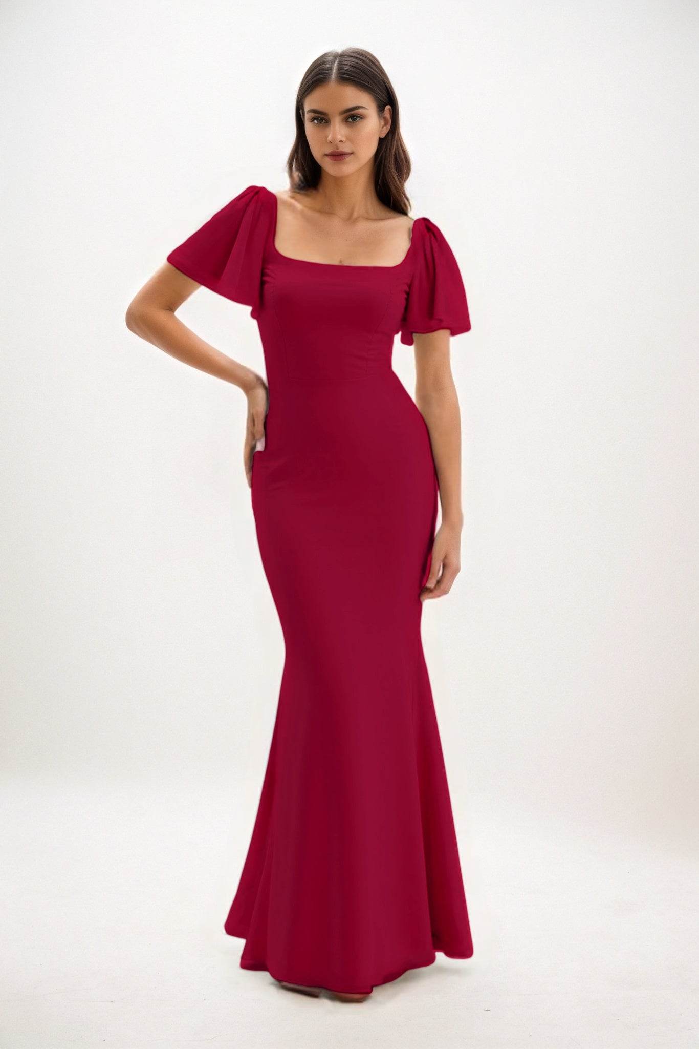 Sheath-Column Maxi Chiffon Bridesmaid Dress CB0813 - COCOMELODY