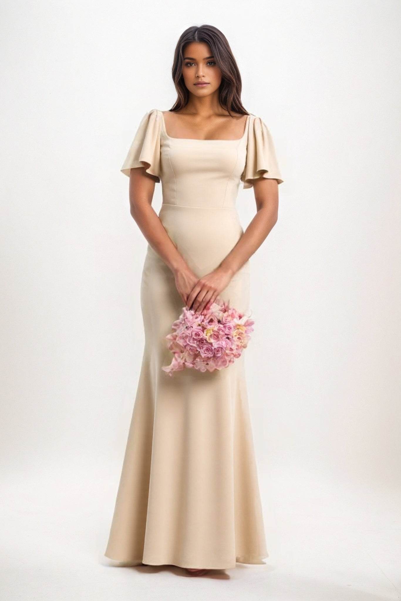 Sheath-Column Maxi Chiffon Bridesmaid Dress CB0813 - COCOMELODY