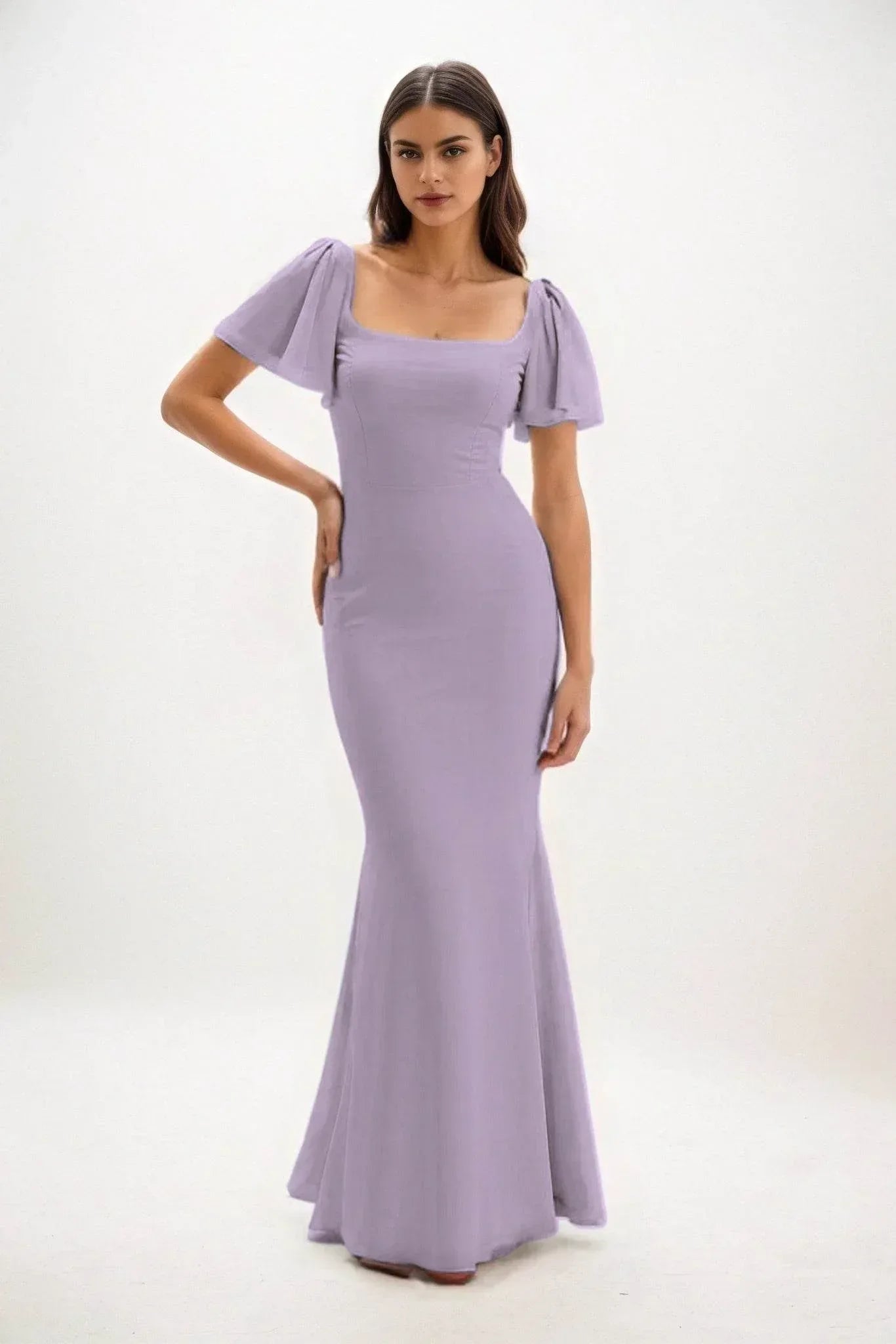 Sheath-Column Maxi Chiffon Dress CB0813CS - COCOMELODY