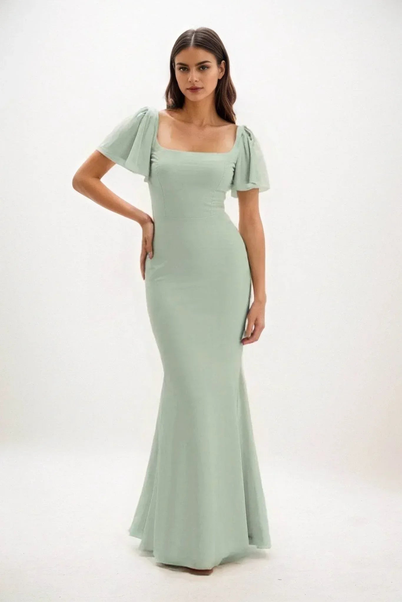 Sheath-Column Maxi Chiffon Dress CB0813CS - COCOMELODY