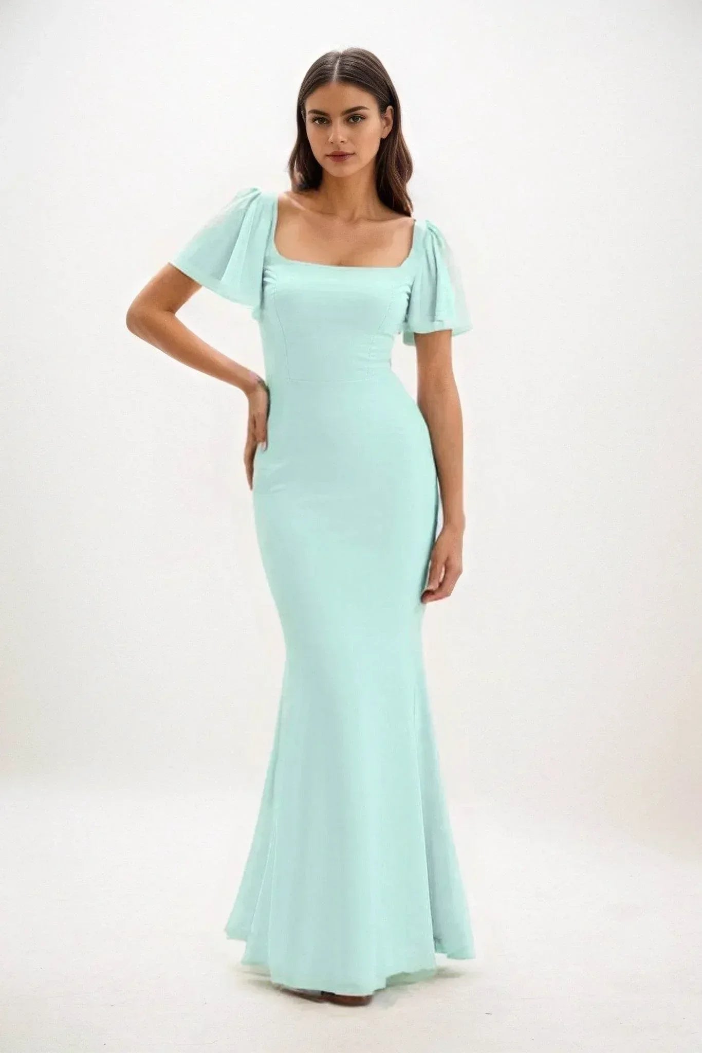 Sheath-Column Maxi Chiffon Dress CB0813CS - COCOMELODY