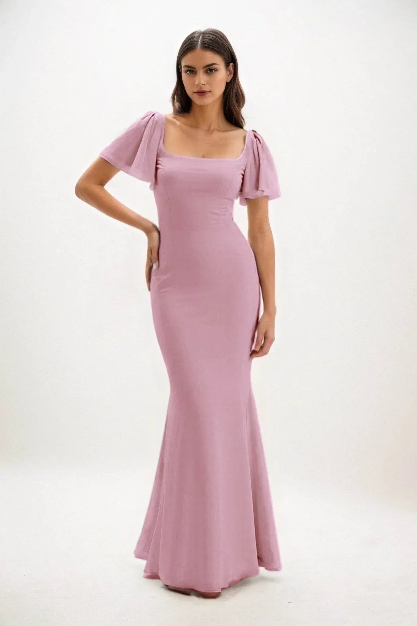 Sheath-Column Maxi Chiffon Dress CB0813CS - COCOMELODY
