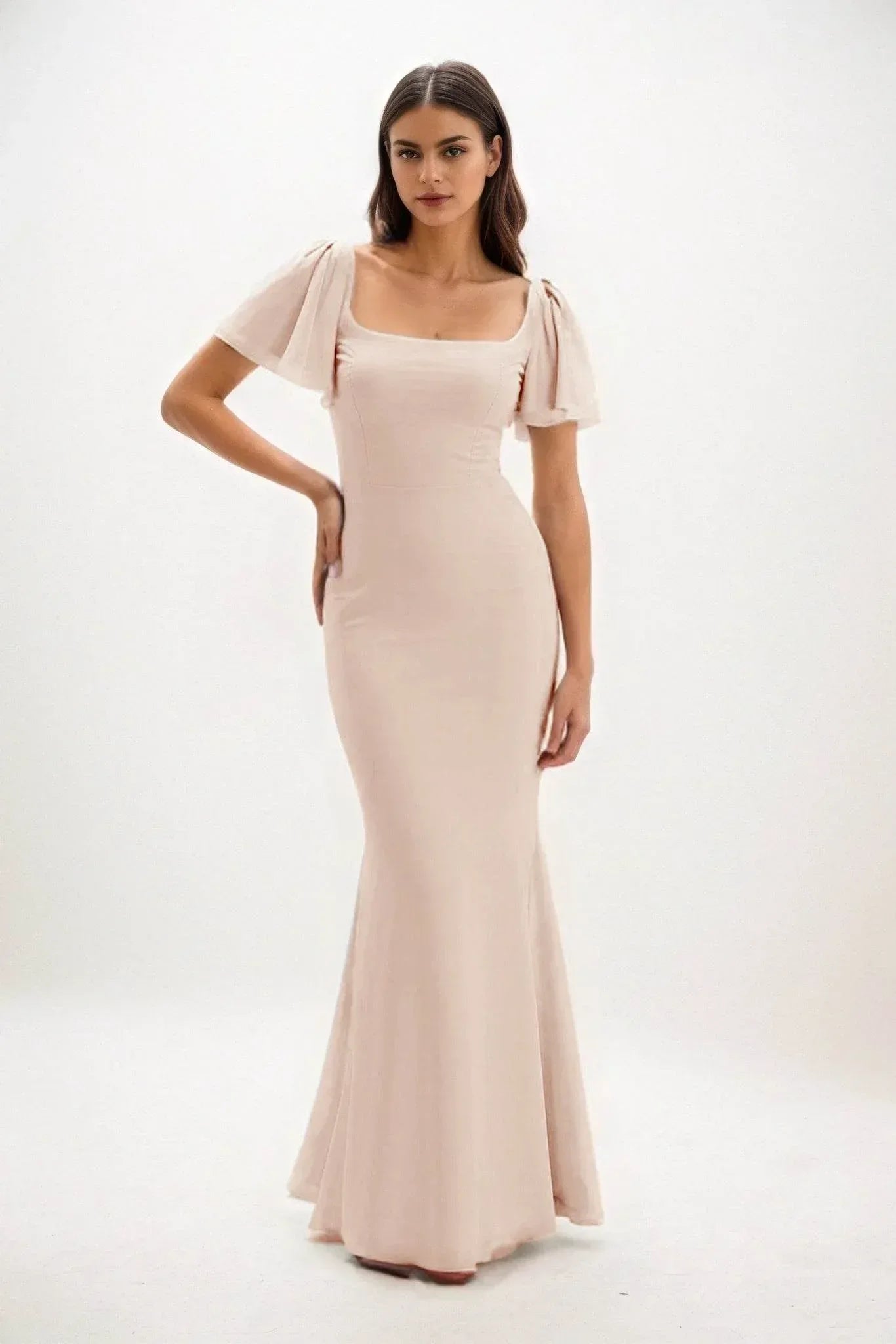 Sheath-Column Maxi Chiffon Dress CB0813CS - COCOMELODY