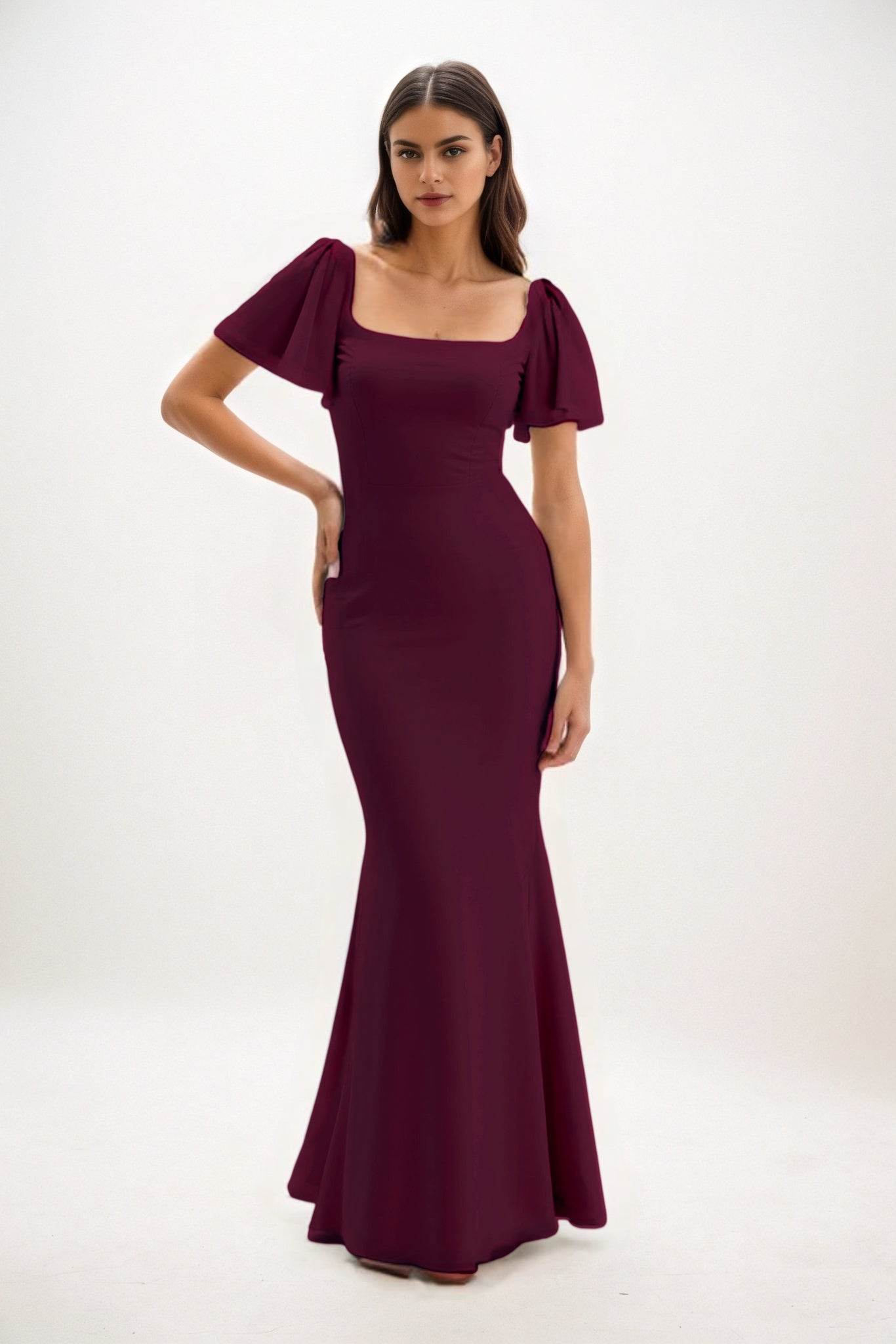 Sheath-Column Maxi Chiffon Bridesmaid Dress CB0813 - COCOMELODY