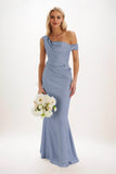 Sheath-Column Maxi Luxe Satin Bridesmaid Dress CB0815 - COCOMELODY