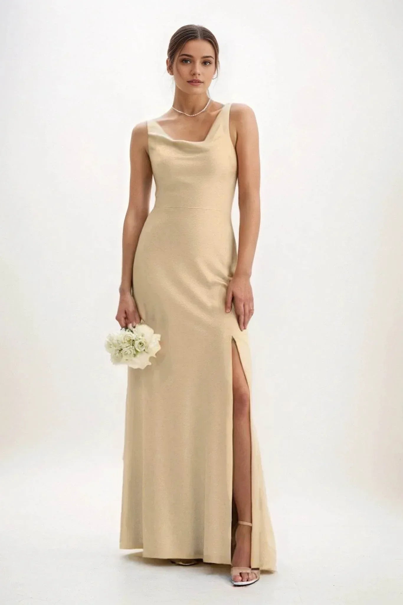 Sheath-Column Maxi Luxe Satin Dress CB0816CS - COCOMELODY