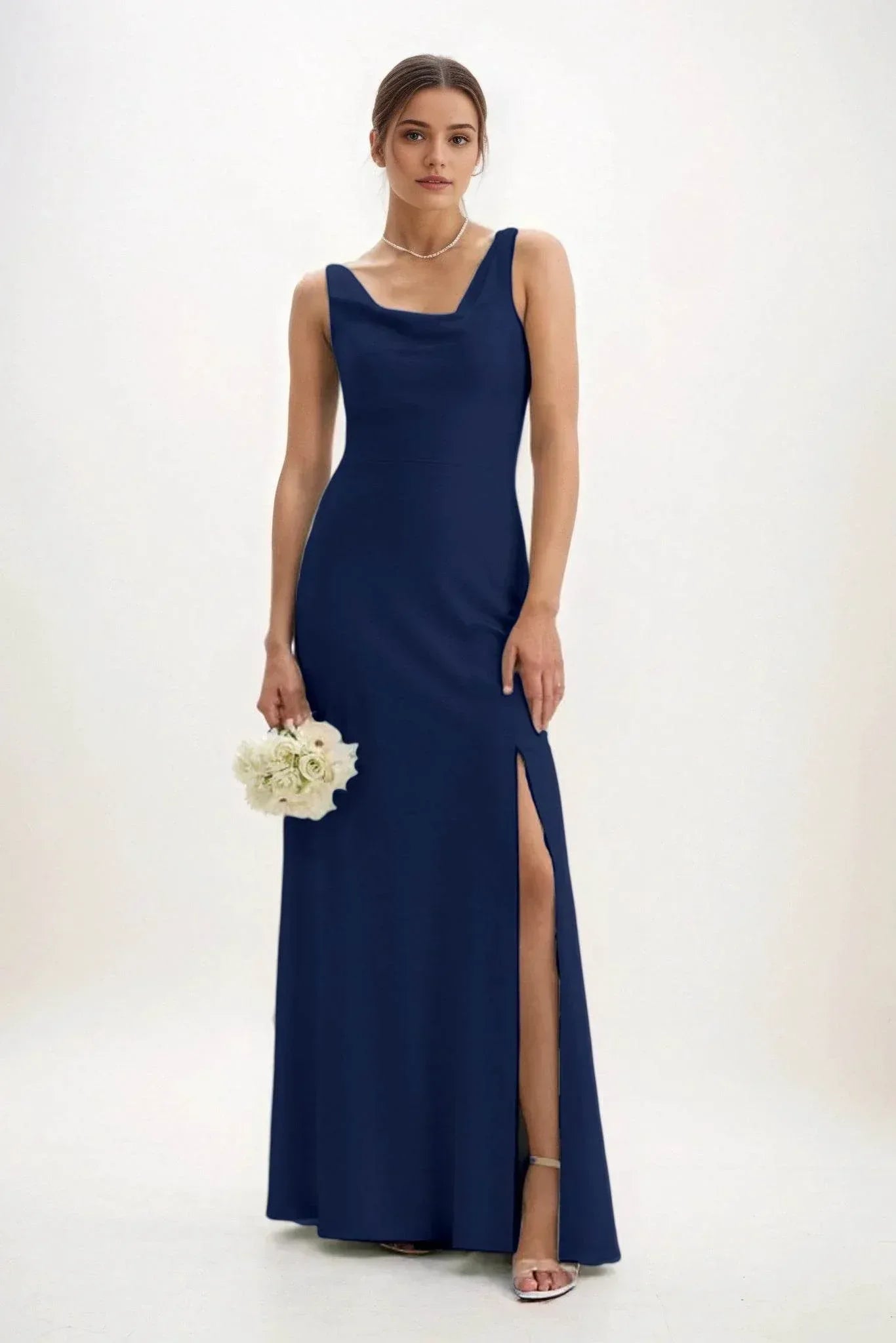 Sheath-Column Maxi Luxe Satin Dress CB0816CS - COCOMELODY