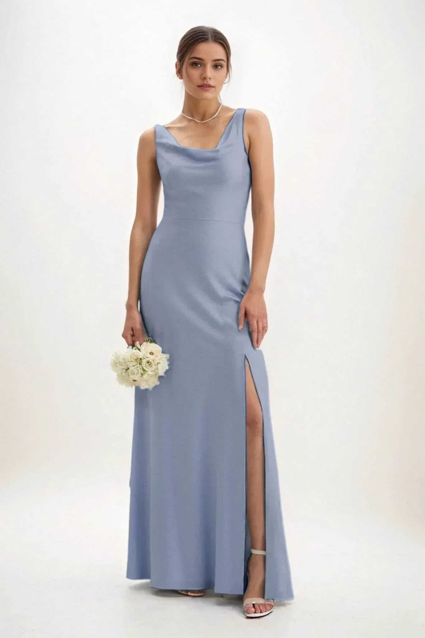 Sheath-Column Maxi Luxe Satin Dress CB0816CS - COCOMELODY