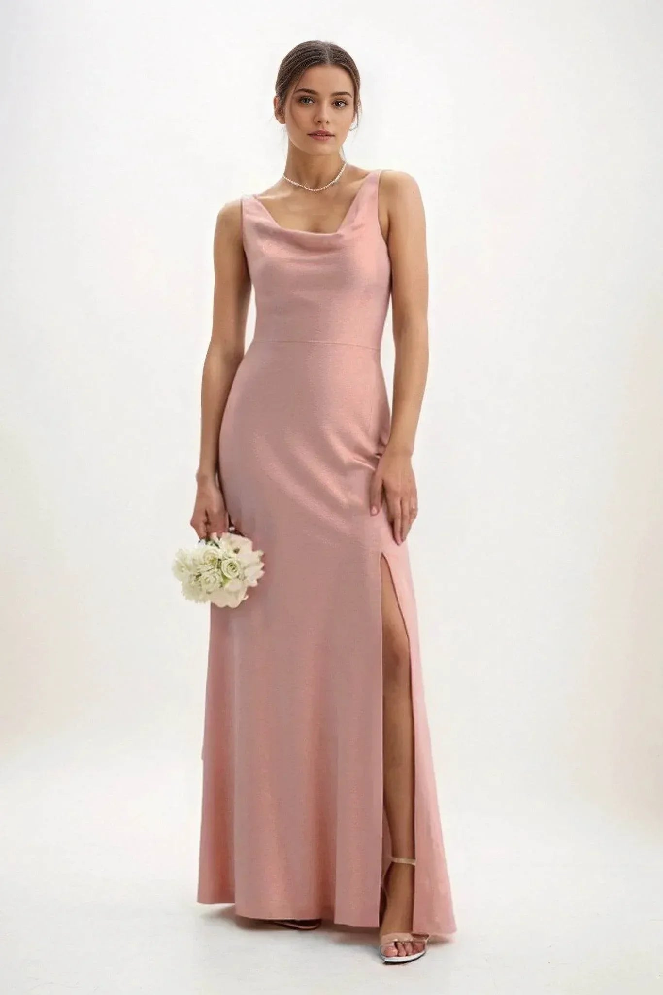 Sheath-Column Maxi Luxe Satin Dress CB0816CS - COCOMELODY