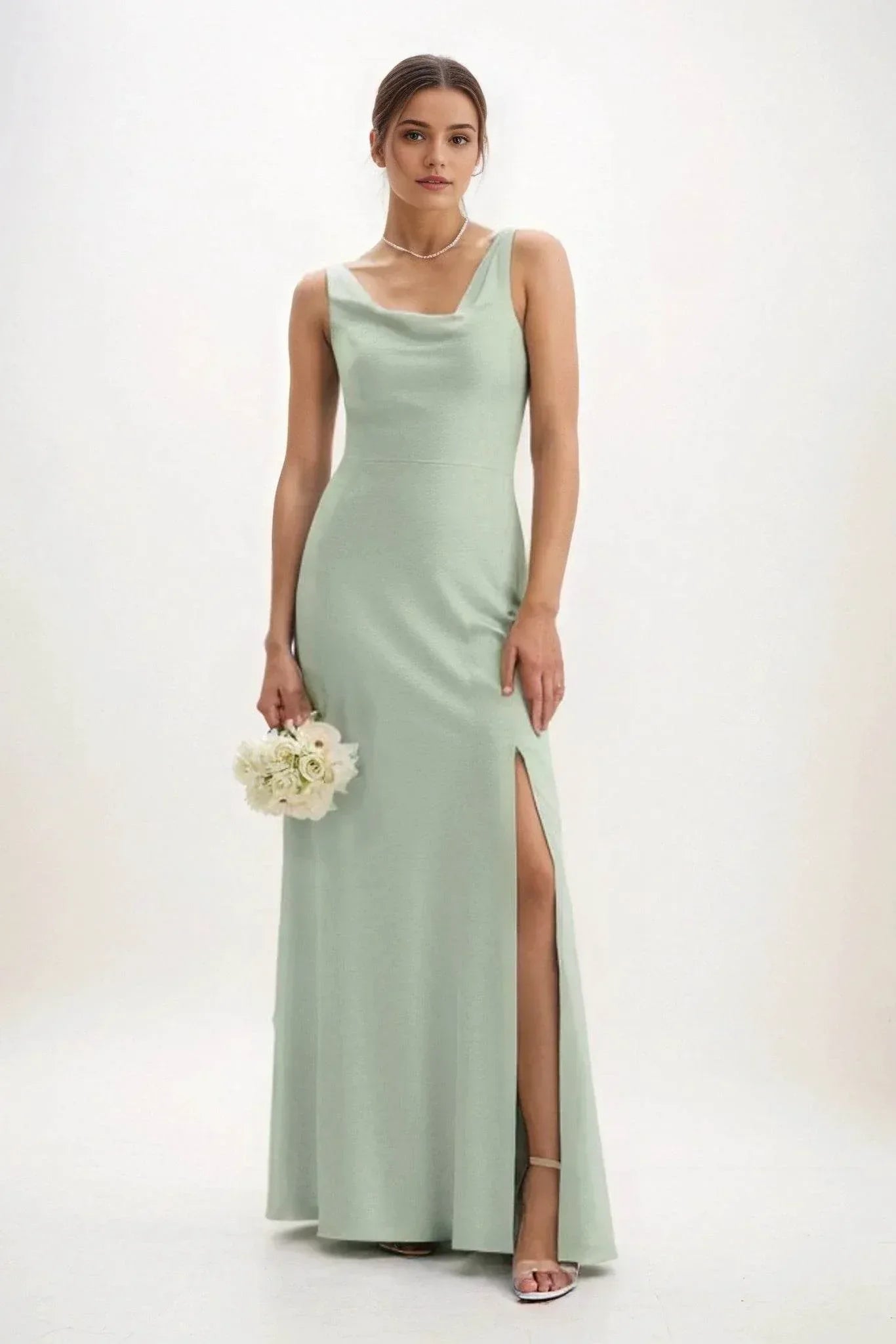 Sheath-Column Maxi Luxe Satin Dress CB0816CS - COCOMELODY