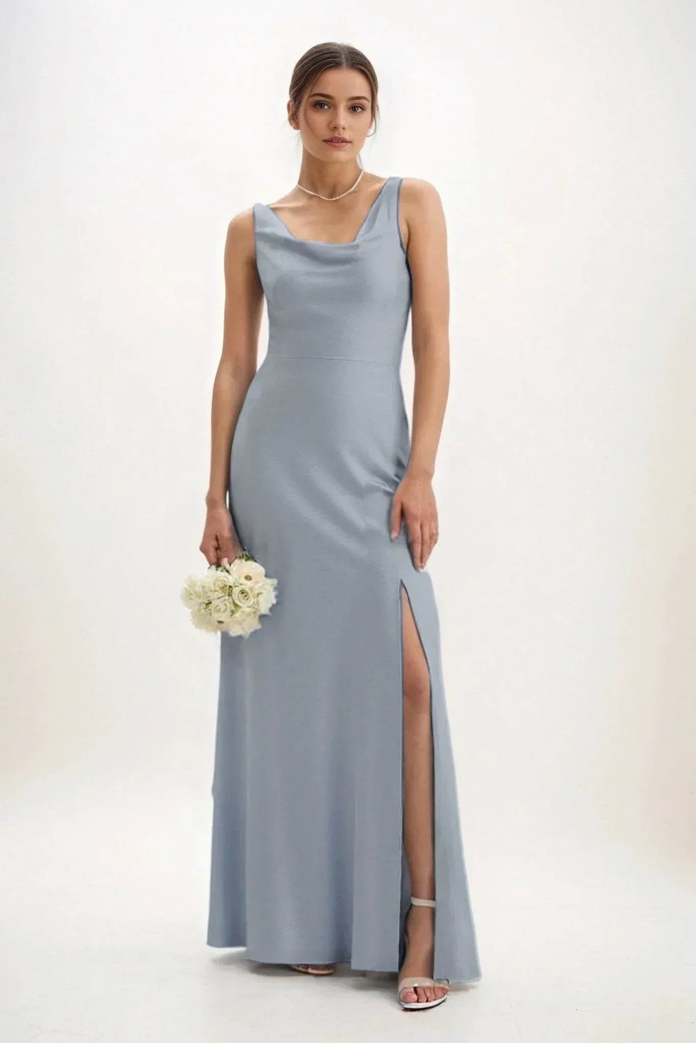 Sheath-Column Maxi Luxe Satin Dress CB0816CS - COCOMELODY