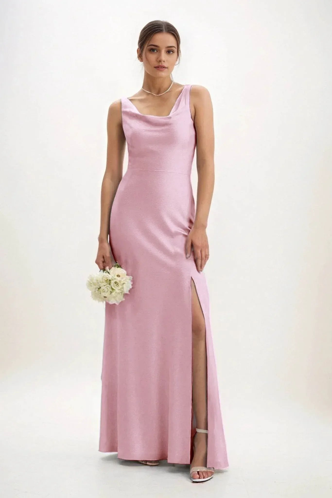 Sheath-Column Maxi Luxe Satin Dress CB0816CS - COCOMELODY