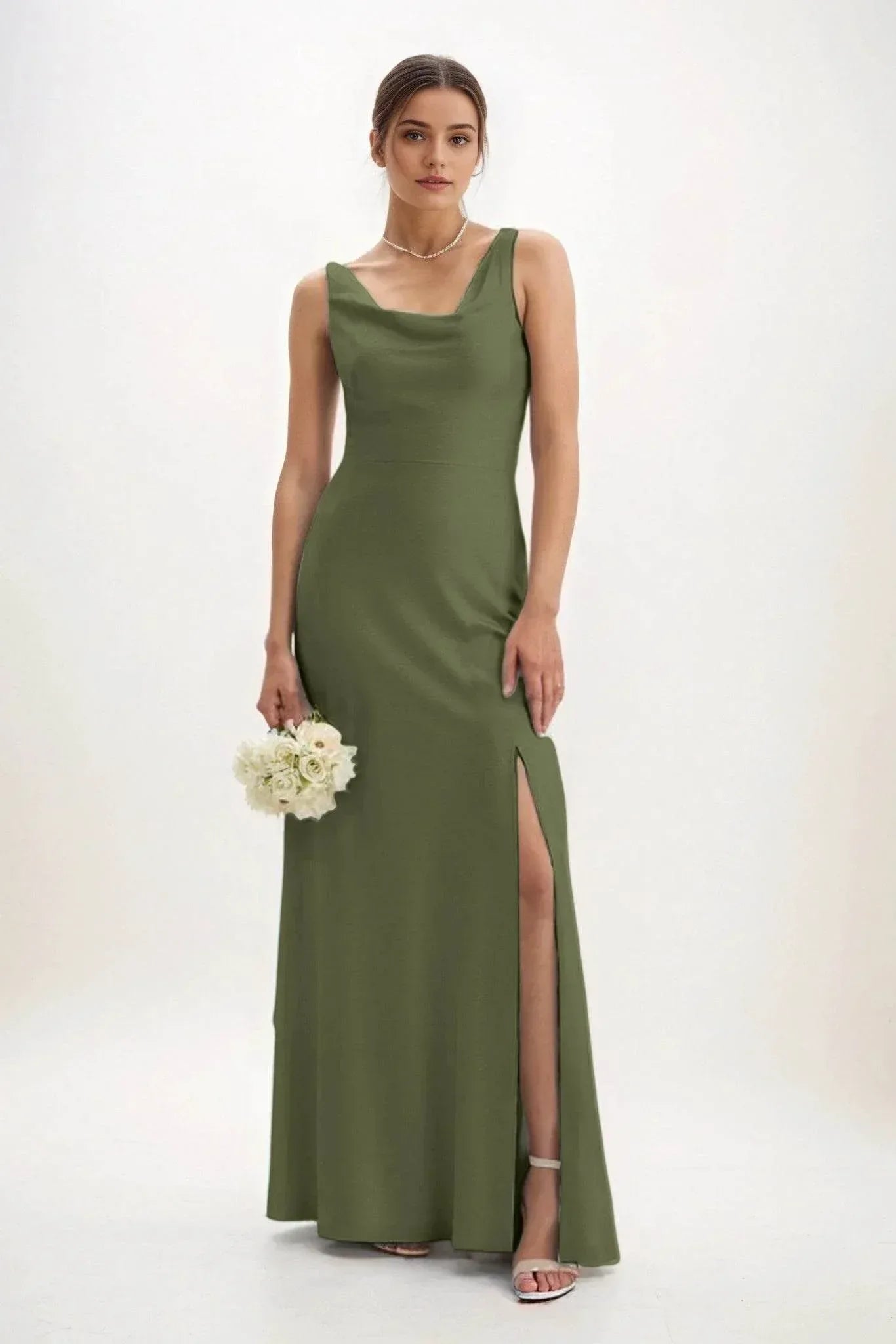 Sheath-Column Maxi Luxe Satin Dress CB0816CS - COCOMELODY